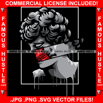 Angel Statue Split In Half Red Skull Teeth Dripping Retro Vintage Tattoo Hip Hop Rap Hustler Boss Drip Plug Trap Hood Thug Gang Street Mafia Mob Ghetto Cartoon Famous Hustle Quote Art Graphic Design Logo T-Shirt Print Printing JPG PNG SVG Vector Cut File